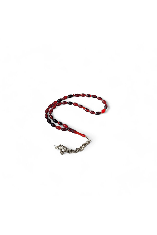 Red Black Rosary with Metal Tassels