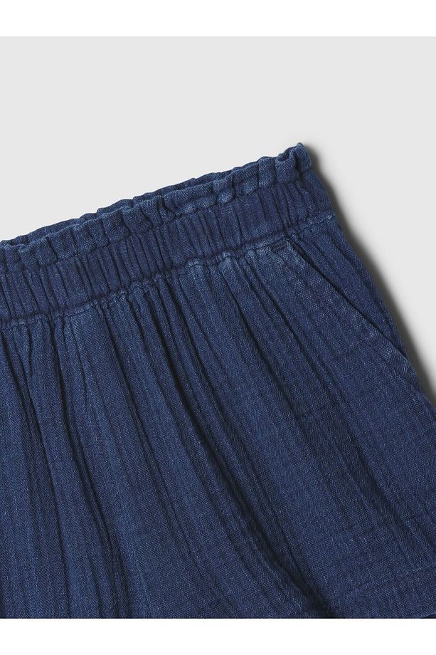 Kız Bebek Koyu Mavi Crinkle Gauze Pull-On Şort - 2