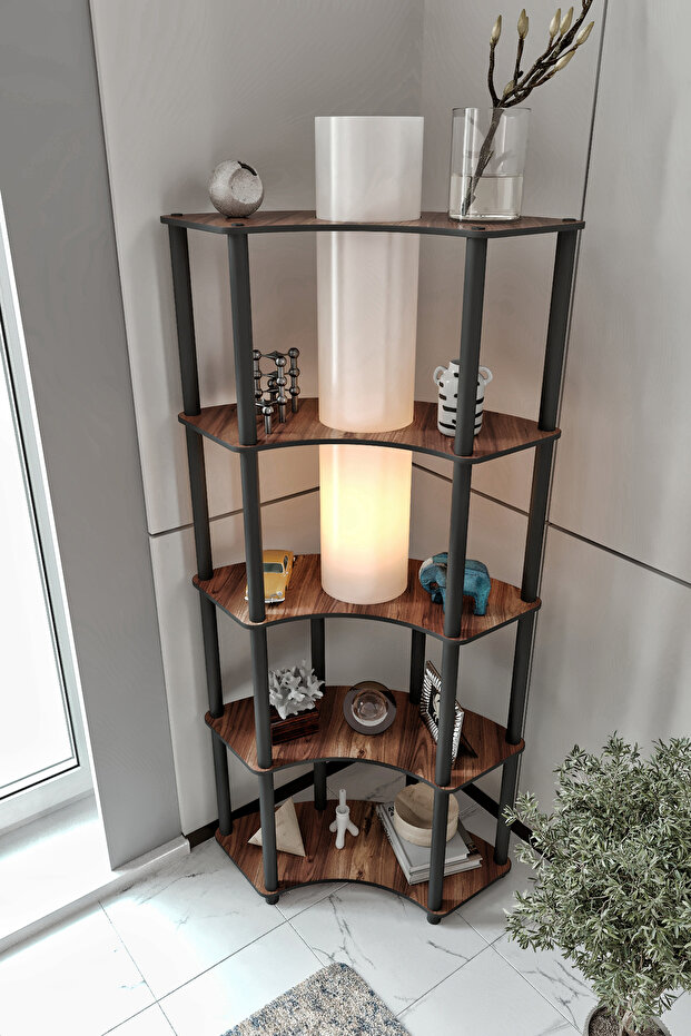 CONRAD LAMBADER KÖŞE KİTAPLIK ÇİFT YÖN KULLANIM BAROK CEVİZ - 6