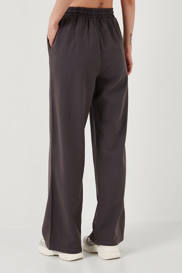 Pamuklu Relaxed Fit Yüksek Bel Bol Paça Pantolon Pantolon 668yp5118 - 6