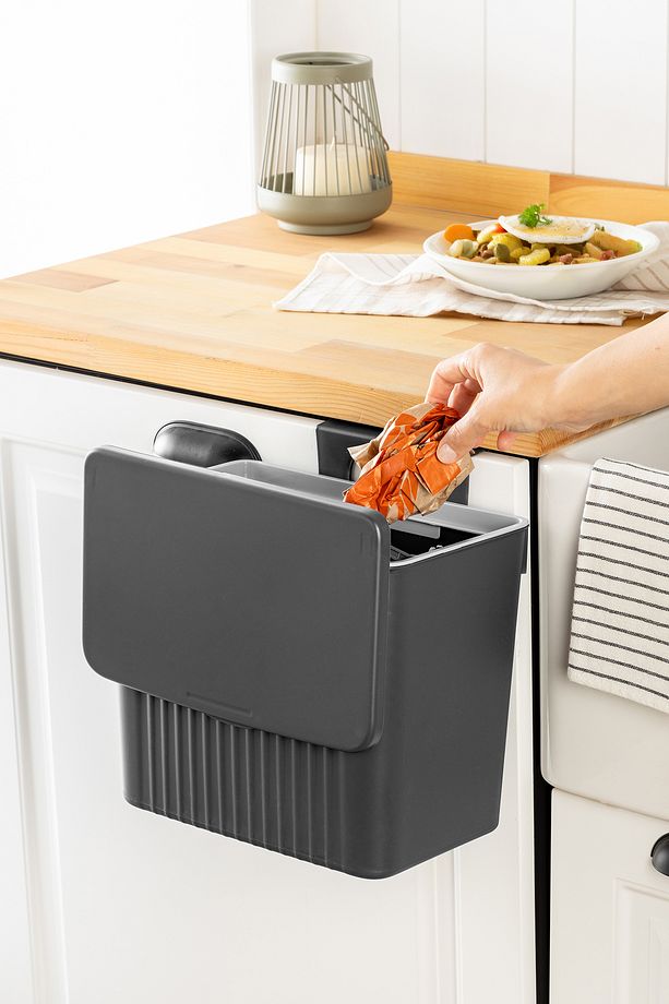 Tidy Antrasit 8lt Mutfak Tezgah Üstü Ve Dolap Askılı Çöp Kovası - 3
