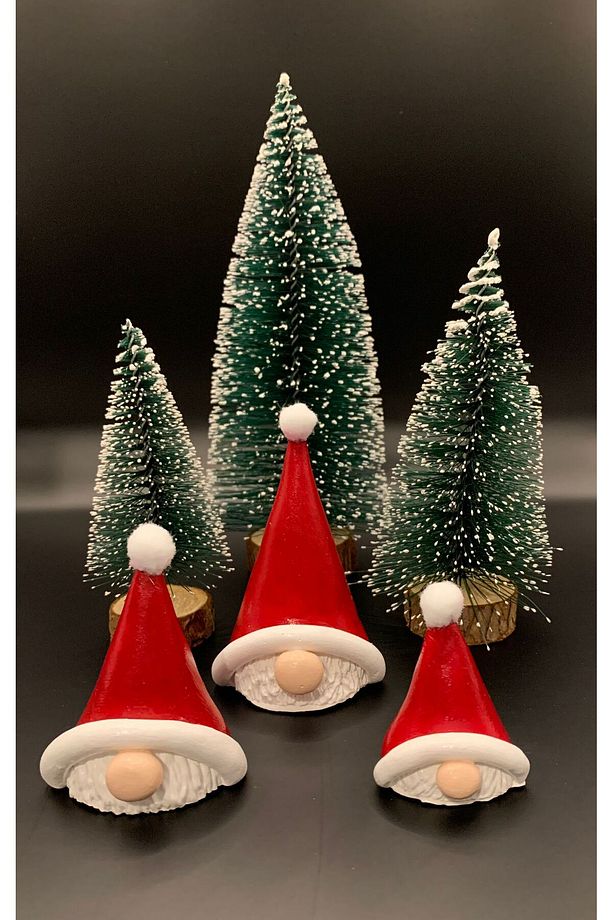 Yılbaşı 3'lü Gnome Biblo - Şans Cücesi Dekoratif Obje ve Biblo - 3