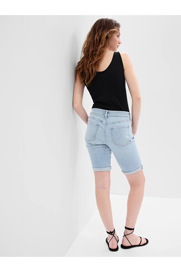 Kadın Açık Mavi Denim Şort - 2