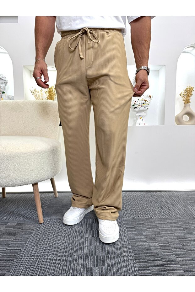 Bej Giesto Dokulu Baggy Eşofman - 4