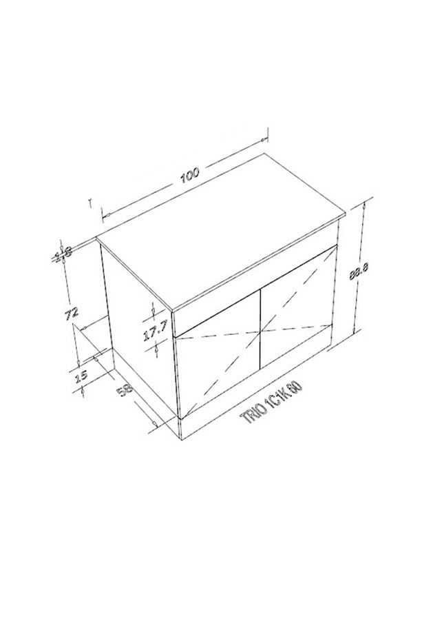 PAMİR 100 CM J KULP MDF ÇOK AMAÇLI MUTFAK ALT DOLABI - 4