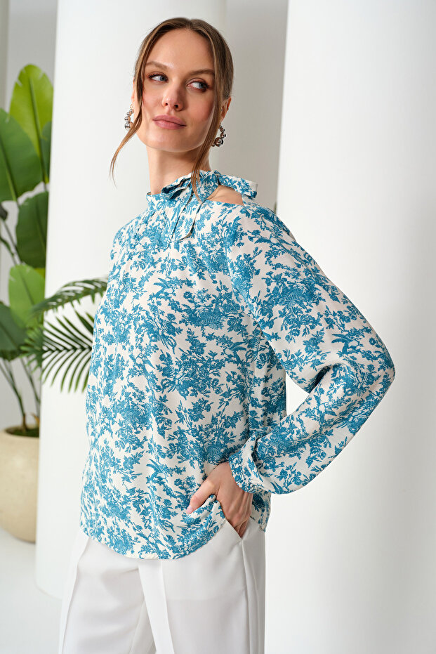 Off-Shoulder Floral Blouse - 2
