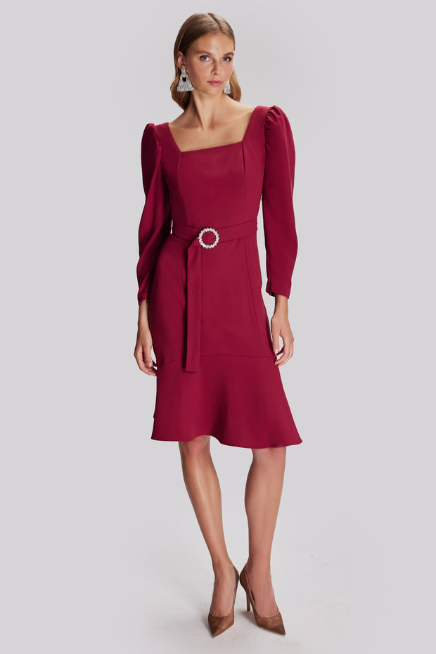 Kare Yaka Şık Elbise - 1