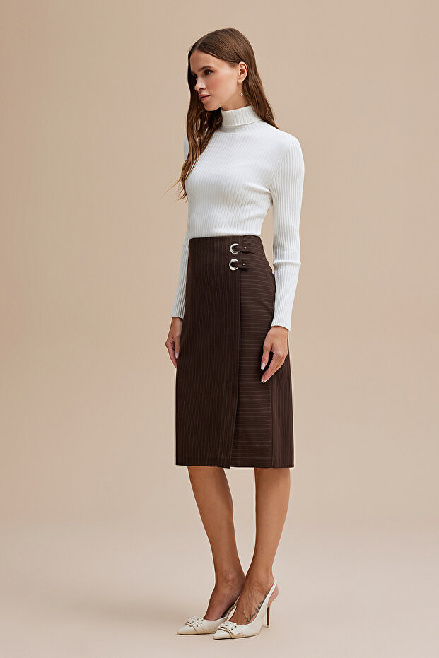 Çizgili Midi Boy Etek - 4