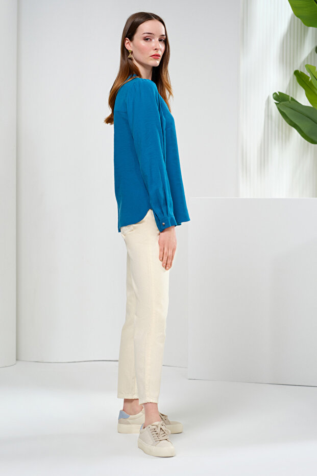 V-Neck Soft Textured Blouse - 3