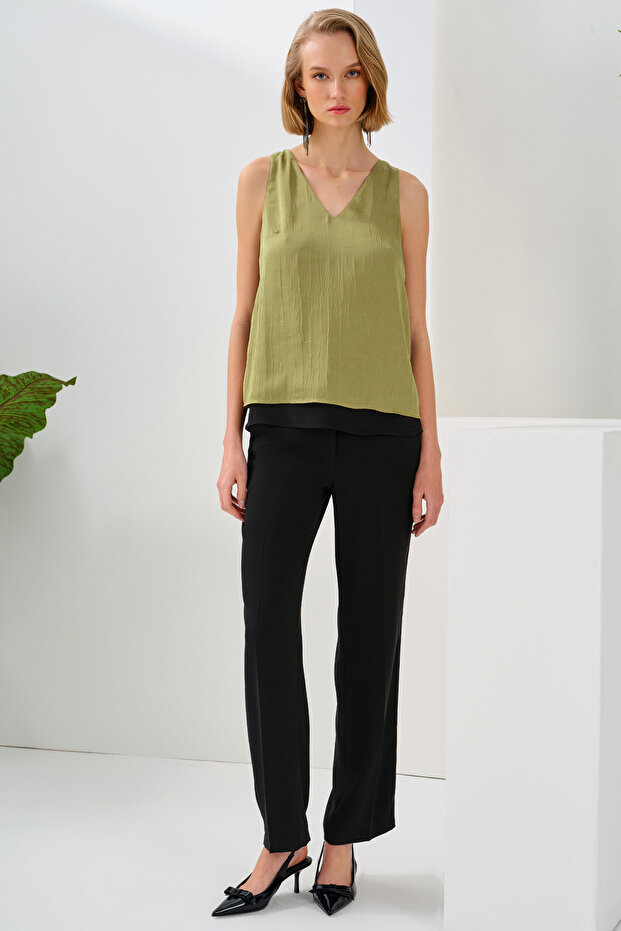 Çift Kat Saten Bluz - 2