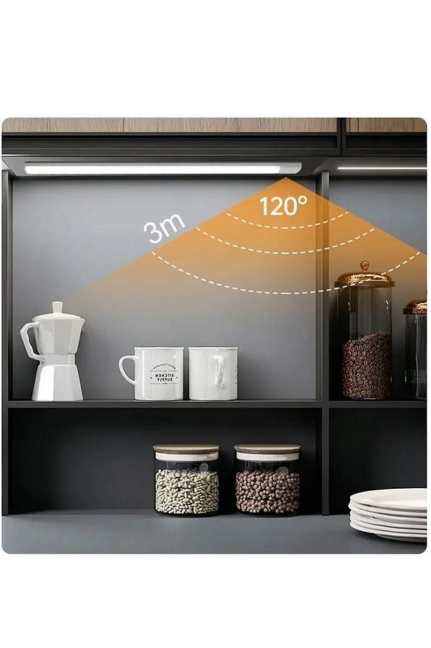 Akıllı Hareket Sensörlü 3 Işık Modlu Lamba Dolap Mutfak Işığı - 40 Led - 40 Cm Usbli-Şarj - 7