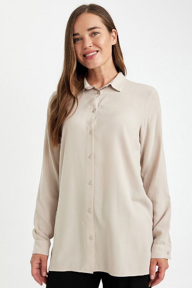 Regular Fit Basic Düz Düğmeli Uzun Kollu Gömlek D4230ax24au - 1