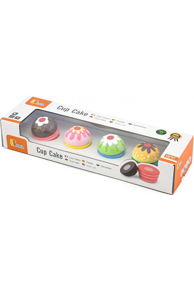 Mix and Match Wooden Cupcakes - Childrens Pretend Play Food Kitchen Toy - 5