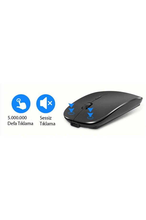 Bluetooth Şarjlı 2.4ghz Kablosuz Mouse Sessiz Tıklama - 4