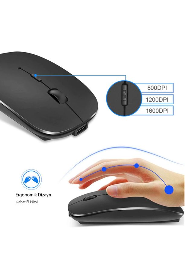 Bluetooth Şarjlı 2.4ghz Kablosuz Mouse Sessiz Tıklama - 3