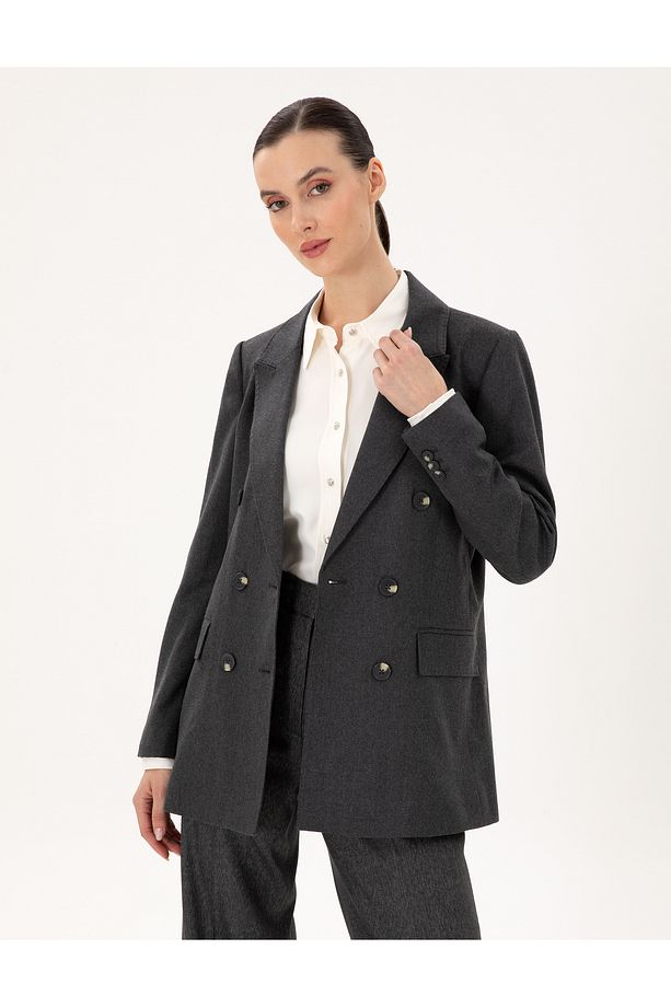 Antrasit Regular Fit Yün Ceket 50294231-VR006 - 1