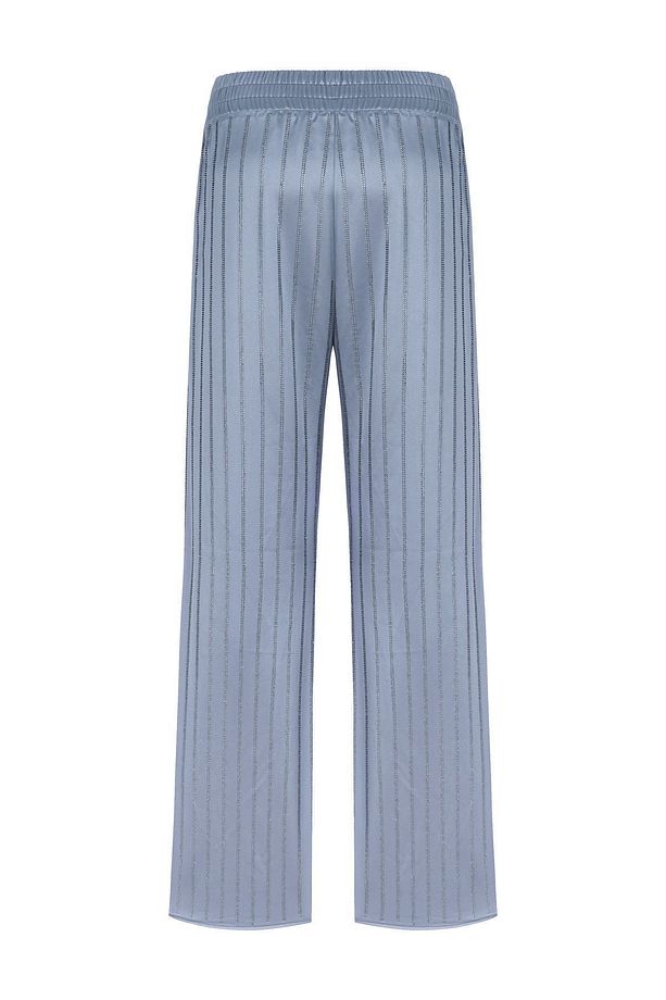 Luminescent Crystal Pant In Gray Kadın Gri Taş Şerit Detaylı Parlak Düz Kesim Pantolon - 6