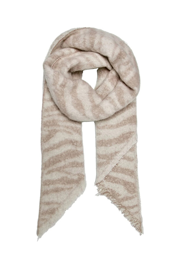 Beige Women's Neckerchief with Zebra Pattern - Onlhayden 15323413