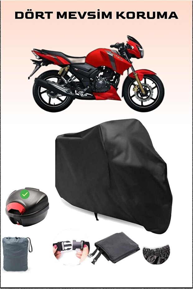Black Tvs Apache Rtr 150 Rear Bag Compatible Motorcycle Tarpaulin Waterproof Durable Fabric