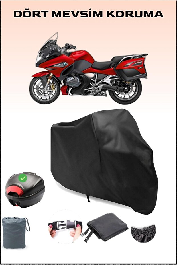 Black Bmw R 1250 Rt Rear Bag Compatible Motorcycle Tarpaulin Waterproof Durable Fabric