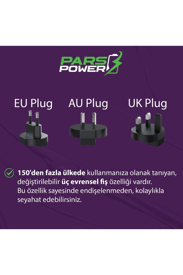 Pars Power Tripmax PRS-M001B Gan Adaptörlü Power Bank (Beyaz) - 3