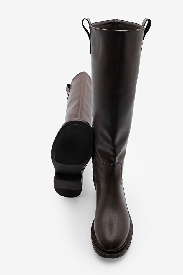 Barna szonáta modell női napi csizma - belső oldalsó cipzár - 5