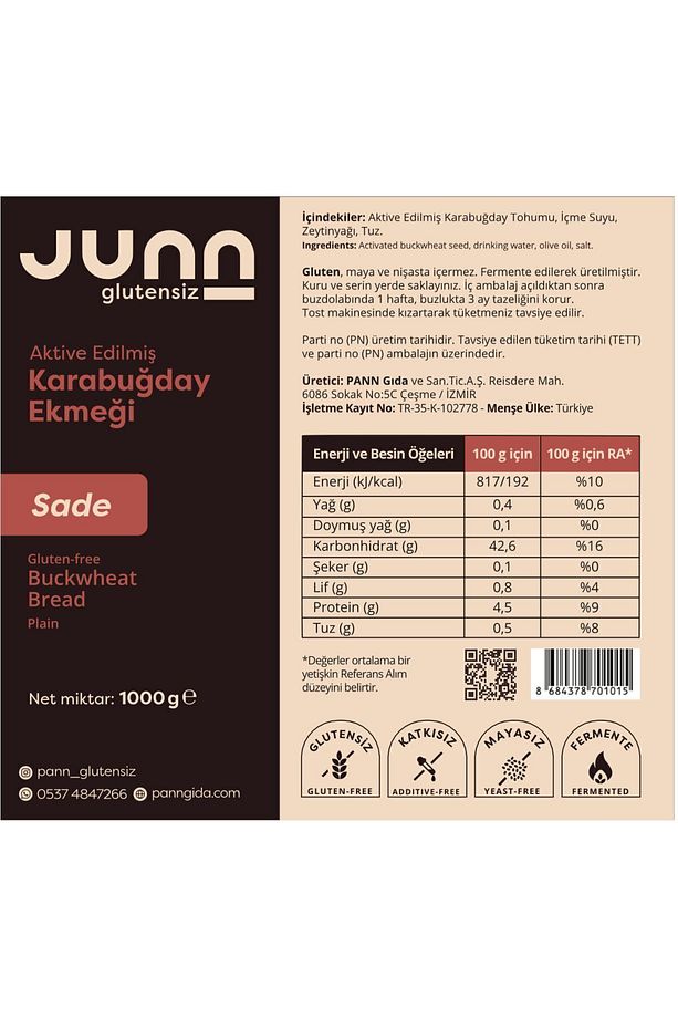 Glutensiz Karabuğday Ekmeği, Sade_1x1000gr_mayasız, Aktive Edilmiş Karabuğday Tohumu - 8