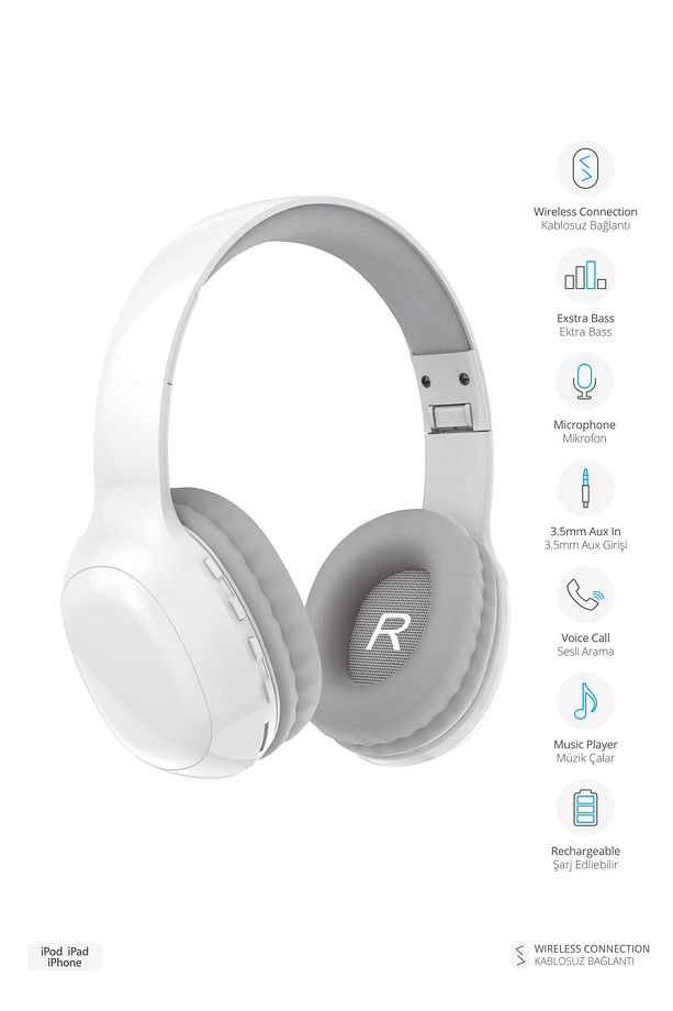 2216 Kablosuz Bluetooth Kulak Üstü Kulaklık / IOS & Android Uyumlu Şarjlı Wireless Kulaklık - 2