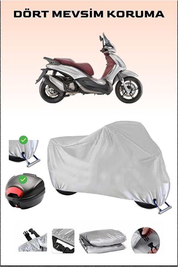 Piaggio Beverly Sport Touring 350 I.E. For Rear Bag Lock Compatible Gray Motorcycle Tarpaulin
