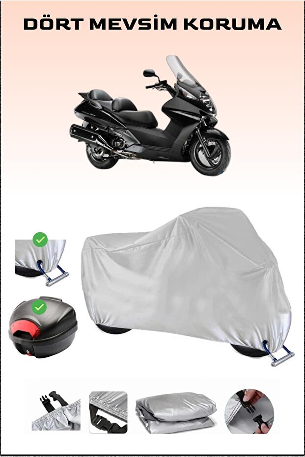 Rear Bag and Lock Compatible Gray Motorcycle Tarpaulin for Honda Fjs 400 Silverwing, Safe