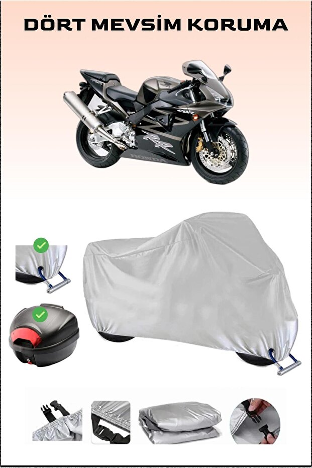 Rear Bag and Lock Compatible Grey Motorcycle Tarpaulin for Honda Cbr 954 Rr, Secure