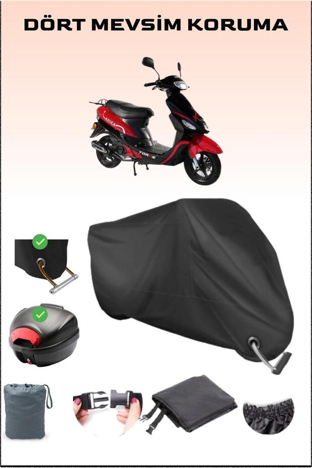 Black Arora Ar 50-10 Rear Bag and Lock Compatible Motorcycle Tarpaulin for Taurus, Safe