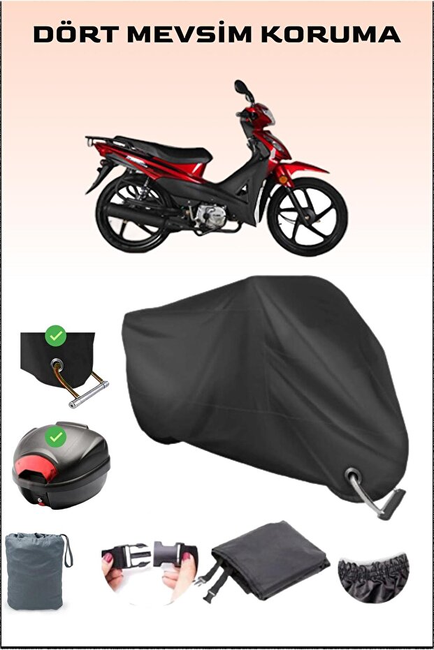Black Kuba Rear Bag and Lock Compatible Motorcycle Tarpaulin for Rainbow, Safe