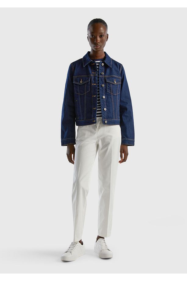 Kadın Beyaz Elastanlı Basic Chino Pantolon - 5