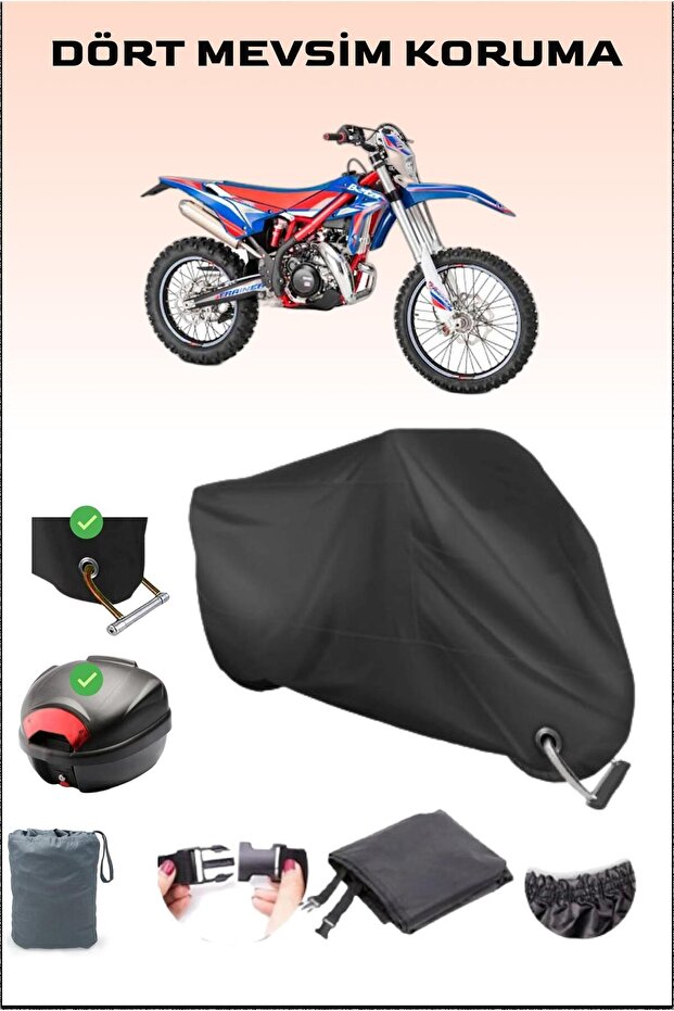 حقيبة خلفية وقفل متوافق مع القماش المشمع للدراجات النارية باللون الأسود Beta Rr 2t Enduro 250، آمن
