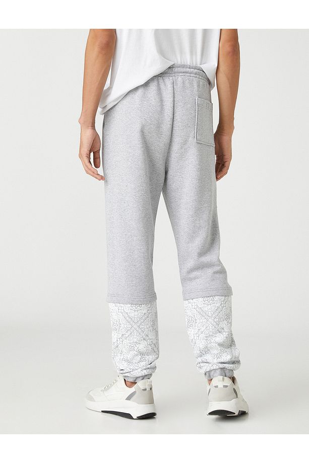 Basic Jogger Eşofman Altı Beli Bağcıklı Çiçek Baskılı Şardonlu - 4