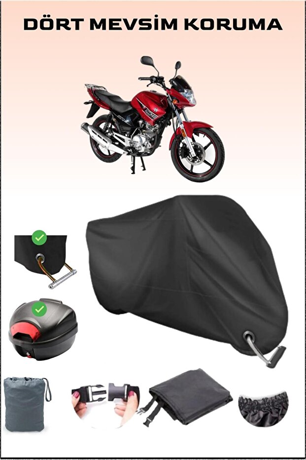 Black Arora Ar 125-48 Rear Bag and Lock Compatible Motorcycle Tarpaulin for Yebere, Safe