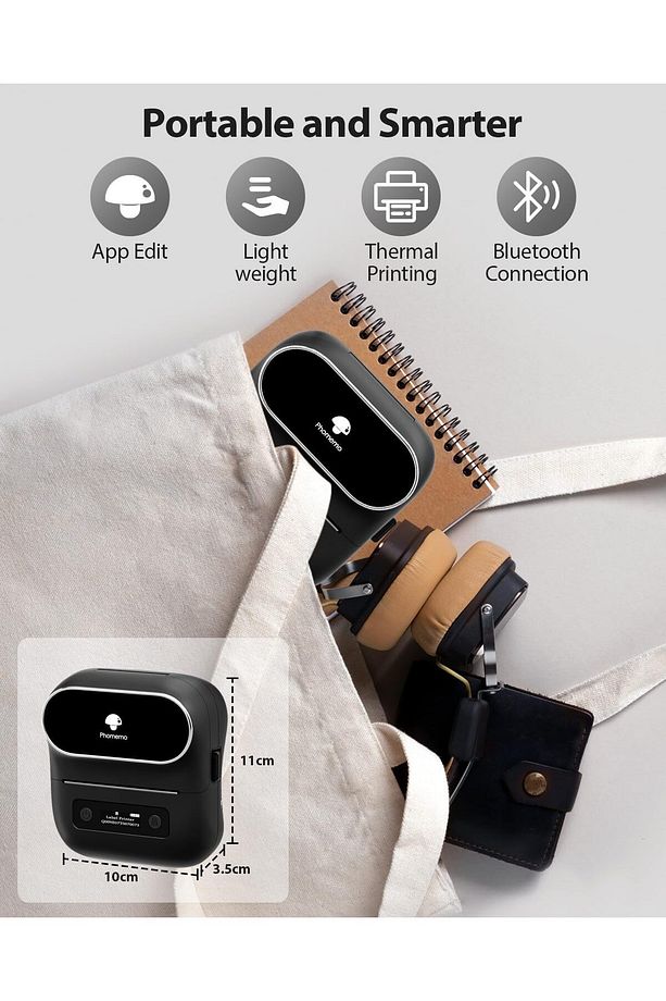 M220 Etiket Makinesi 75mm Kablosuz Taşınabilir, Android, IOS ve PC, (20-75mm Baskı Genişliği) - 6