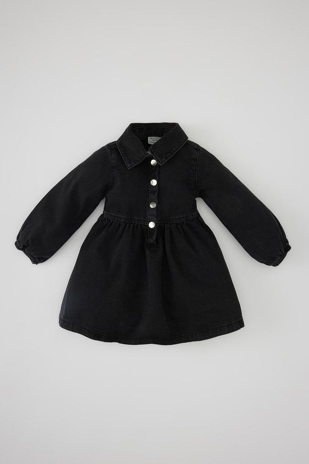 Kız Bebek Uzun Kollu Jean Elbise B8178a524sp - 1