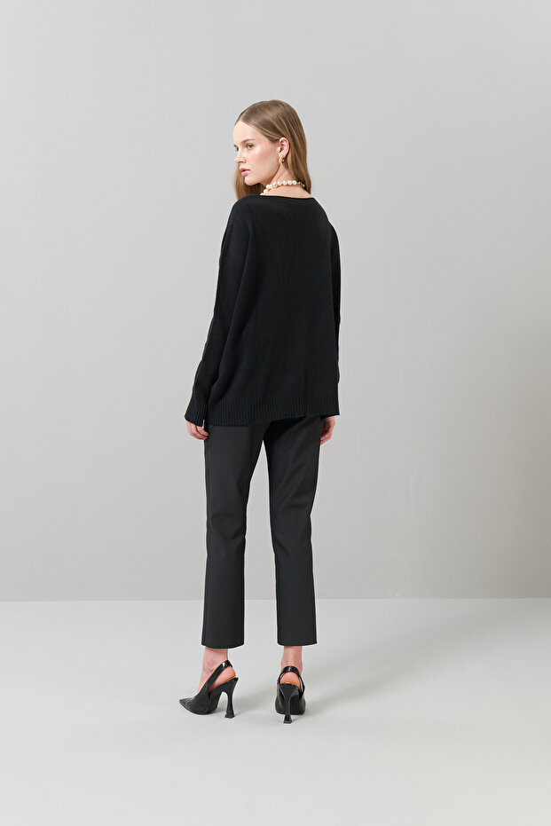 V Yaka Basic Triko Siyah K2471021_001 - 2