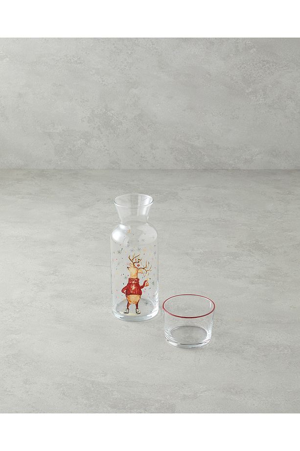 Snowflake Cam Başucu Sürahi 700 Ml + 220 Ml Kırmızı - Yeşil - 2