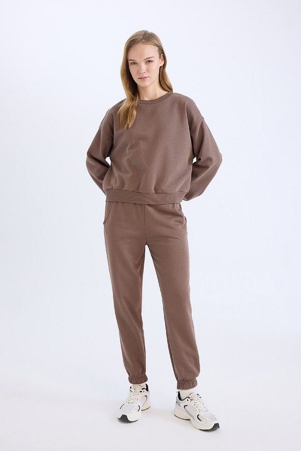 Regular Fit 2'li Takım Kalın Bisiklet Yaka Sweatshirt Esnek Belli Jogger Eşofman Altı D8022axns - 2