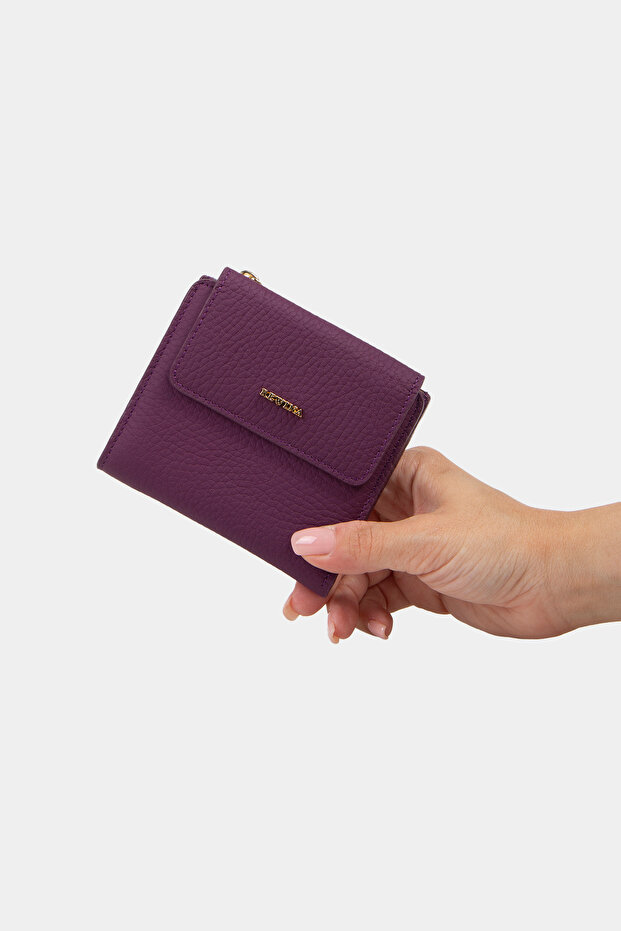 9738 Genuine Leather Small Size Women's Wallet Purple