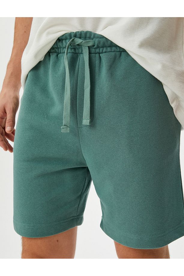 Basic Dokuma Şort Beli Bağcıklı Cep Detaylı - 5