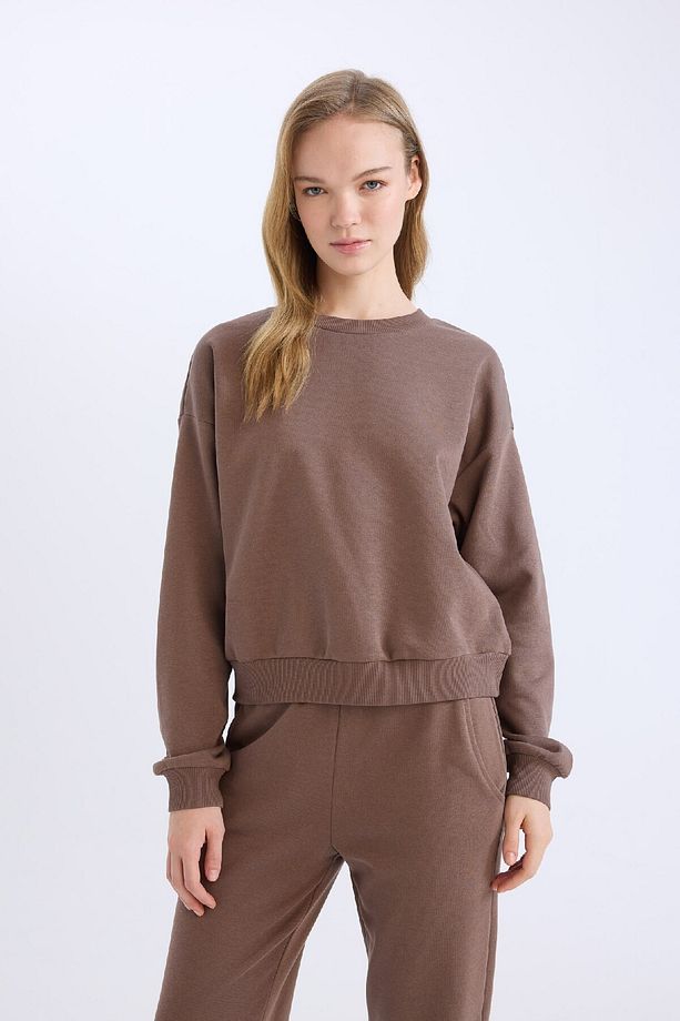 Regular Fit 2'li Takım Kalın Bisiklet Yaka Sweatshirt Esnek Belli Jogger Eşofman Altı D8022axns - 4