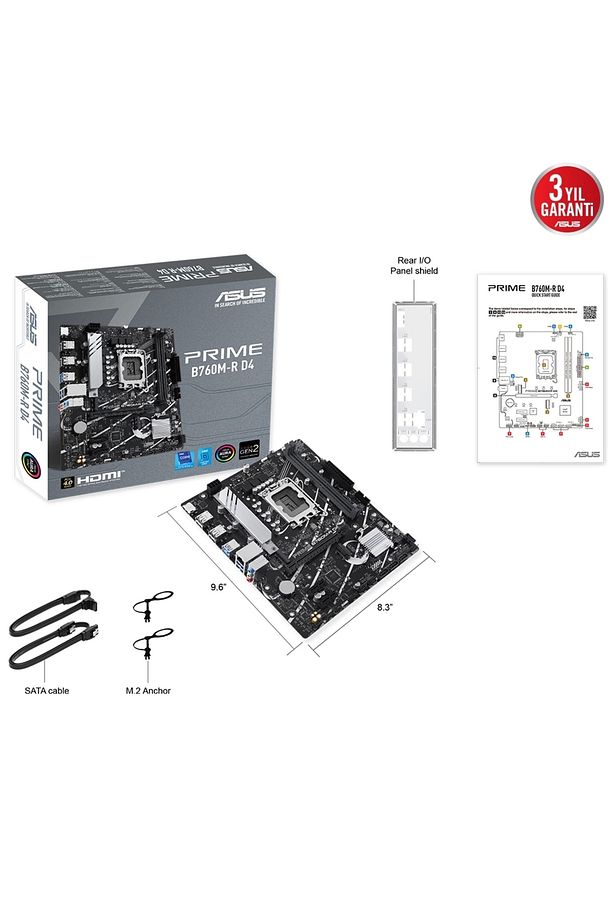 PRIME B760M-R D4 Intel B760 Soket 1700 DDR4 5333(OC)MHz mATX Gaming (Oyuncu) Anakart - 8