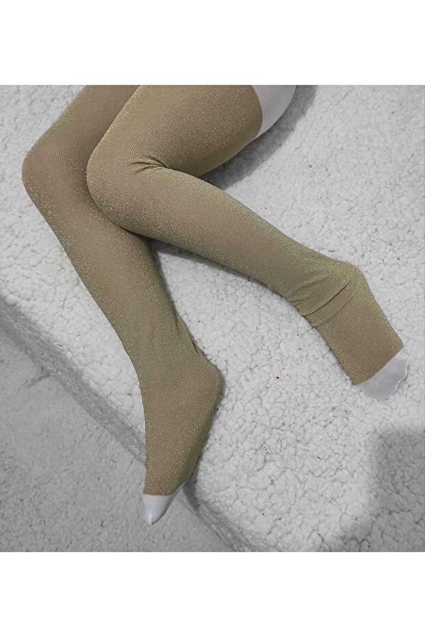 Girl's White Pretty Glittery Pantyhose