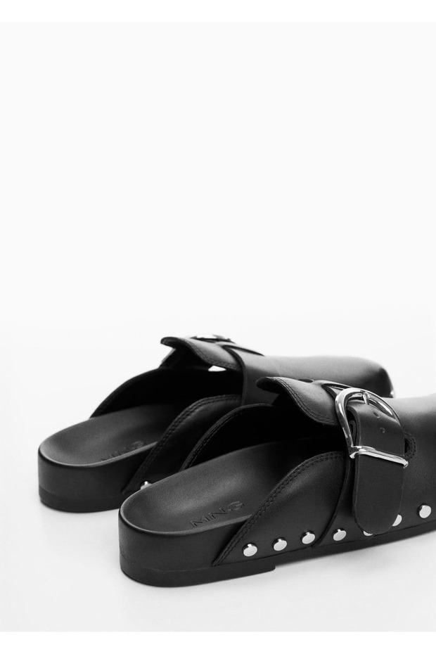 Zımbalı topuklu deri terlik - 5