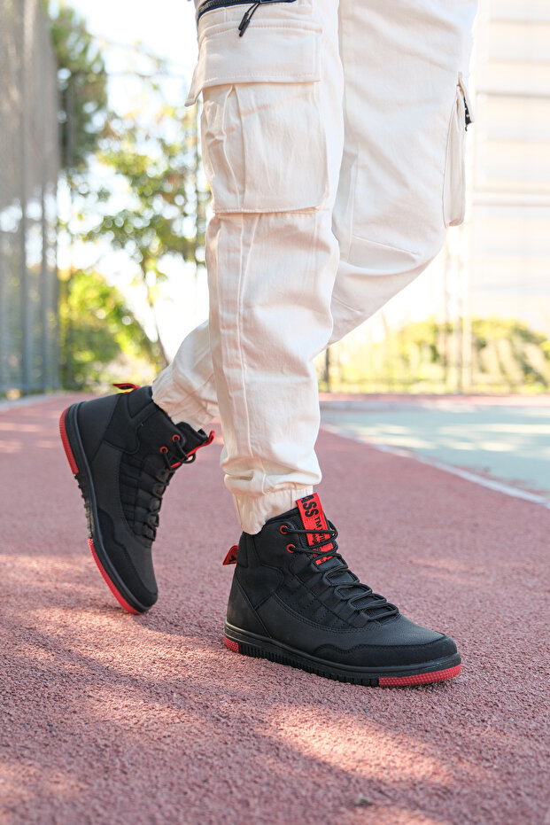 Siyah Kırmızı Erkek Sneaker Bot 00122262 - 9