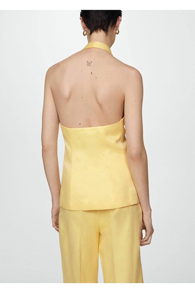 Halter Yaka Düğmeli Yelek - 4